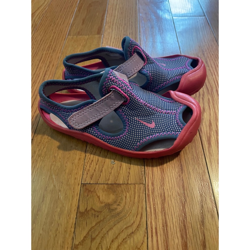 Nike Sunray Protect Kids Water Sandals putple Pink Mesh Hook Loop Straps